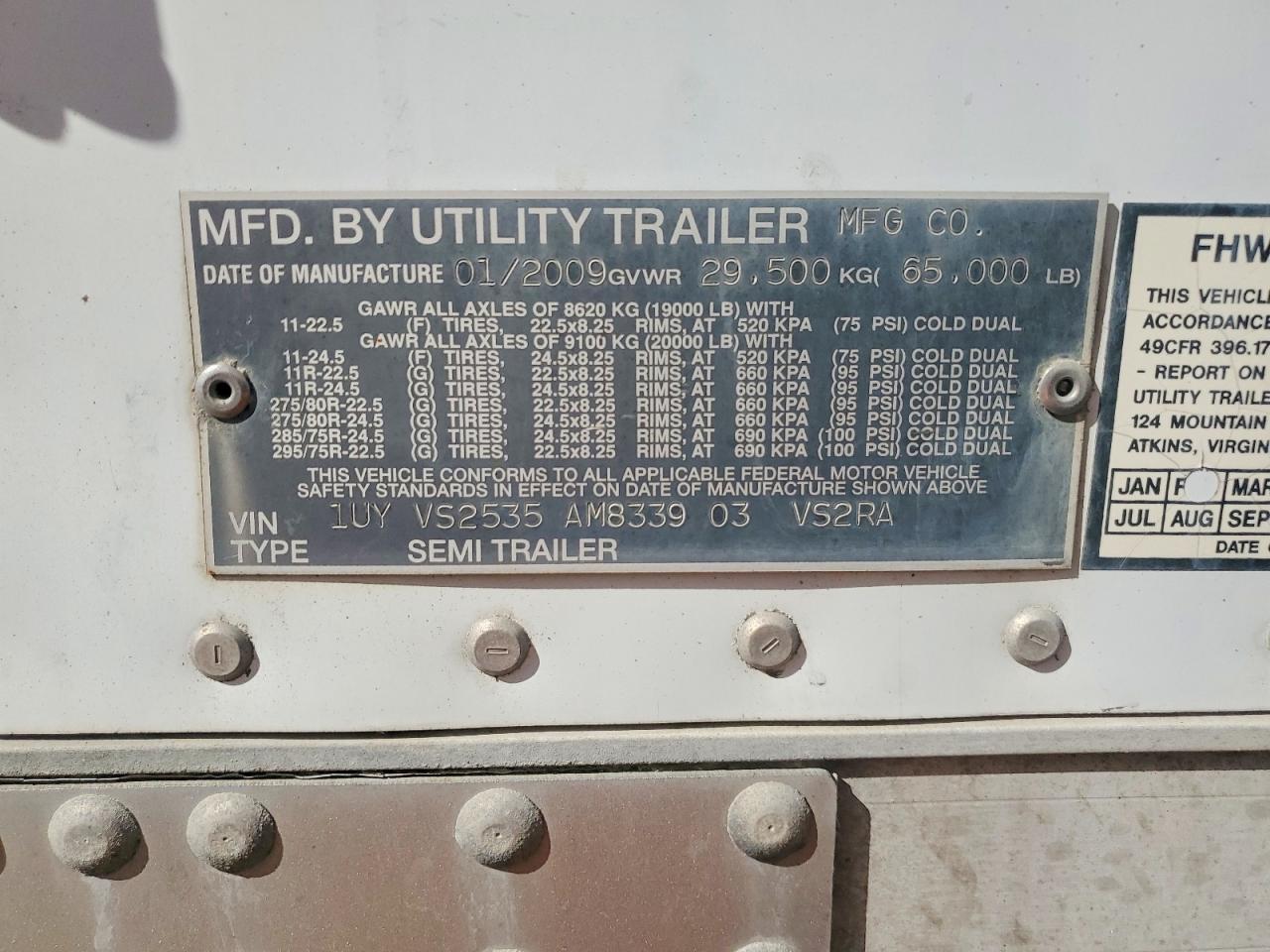2010 Utility Trailer 2010 Utility VS2RA Refrigerated Van Trailer