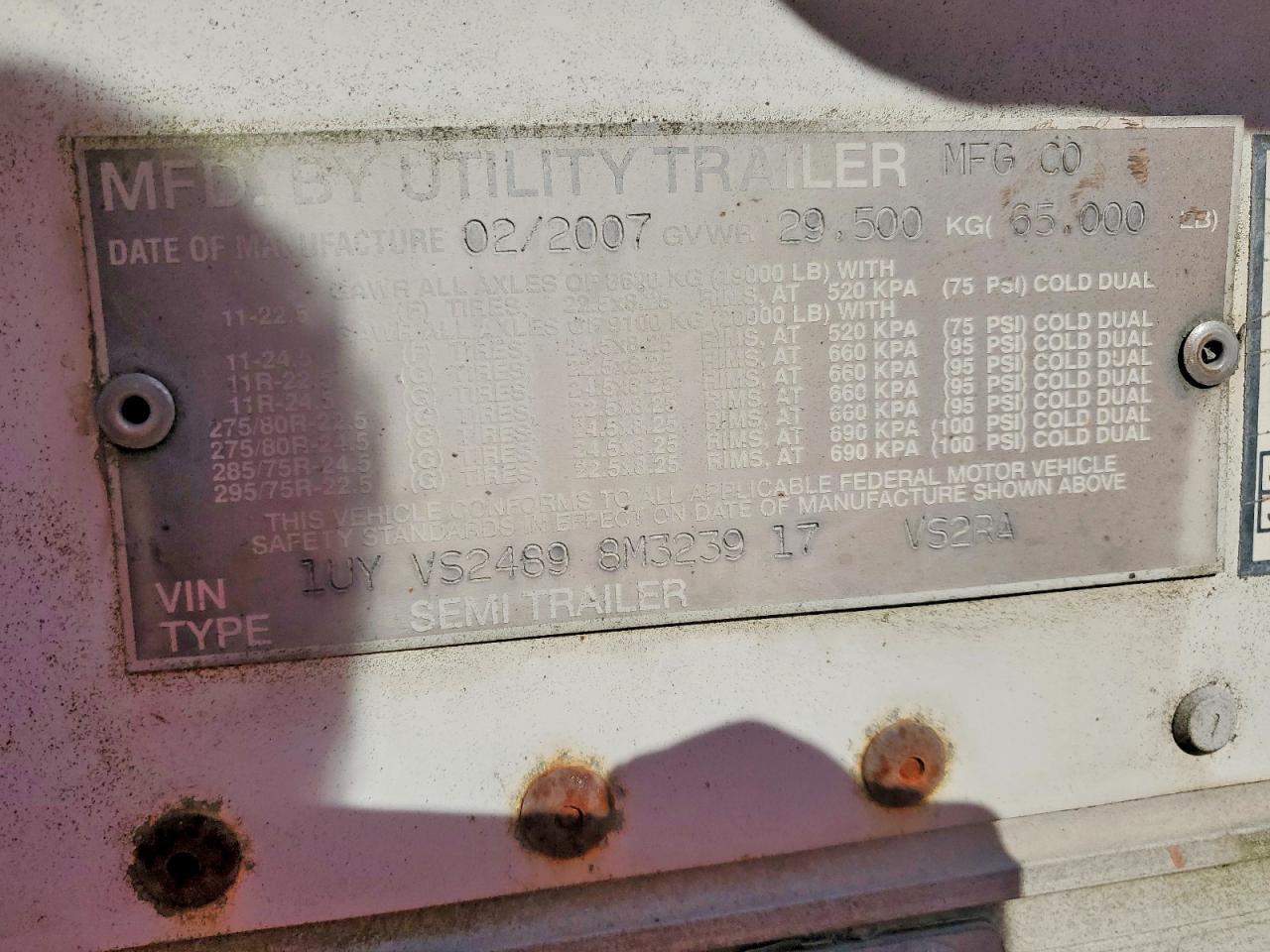 2008 Utility Trailer 2008 Utility VS2RA DRY Van Trailer