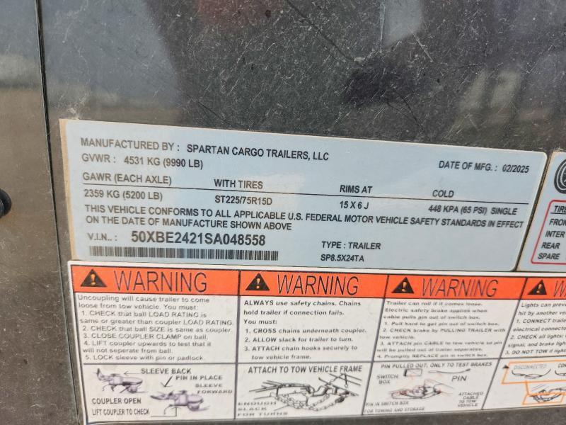 2025 Spartan Cargo SP8.5X24TA Enclosed Cargo Trailer