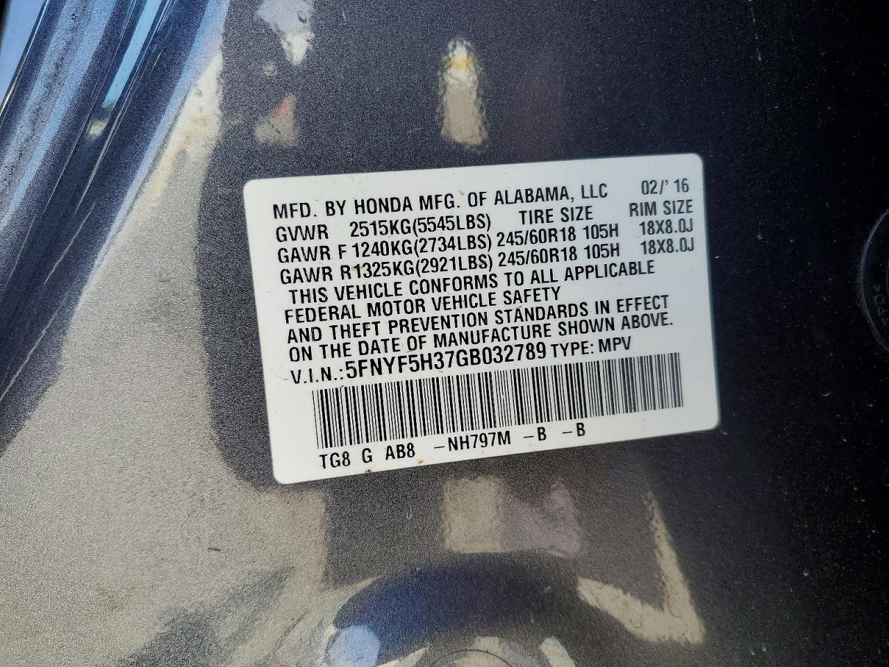 2016 Honda Pilot ex