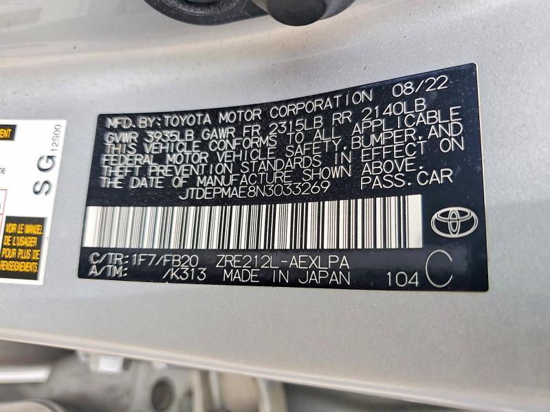 2022 Toyota Corolla le