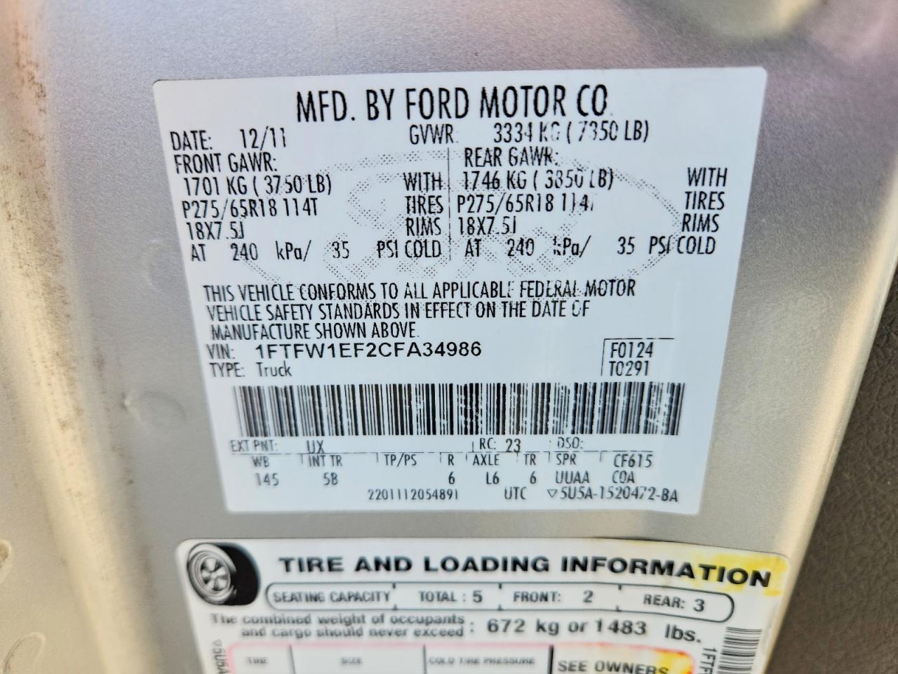 2012 Ford F150 Supercrew