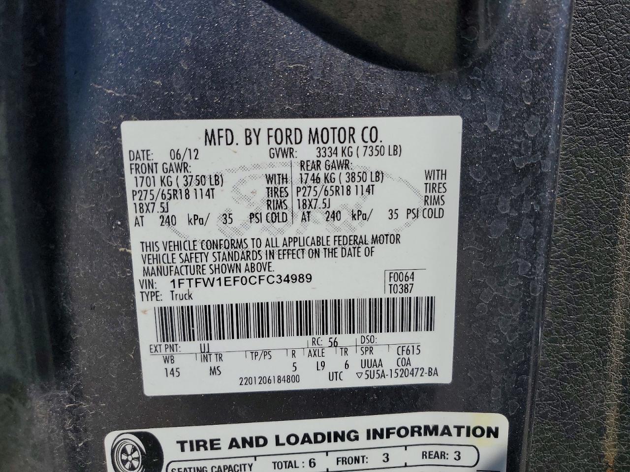 2012 Ford F150 Supercrew