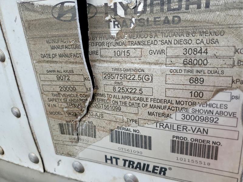 2016 Hyundai Translead Inc 2016 Hyundai Translead DRY Van Trailer