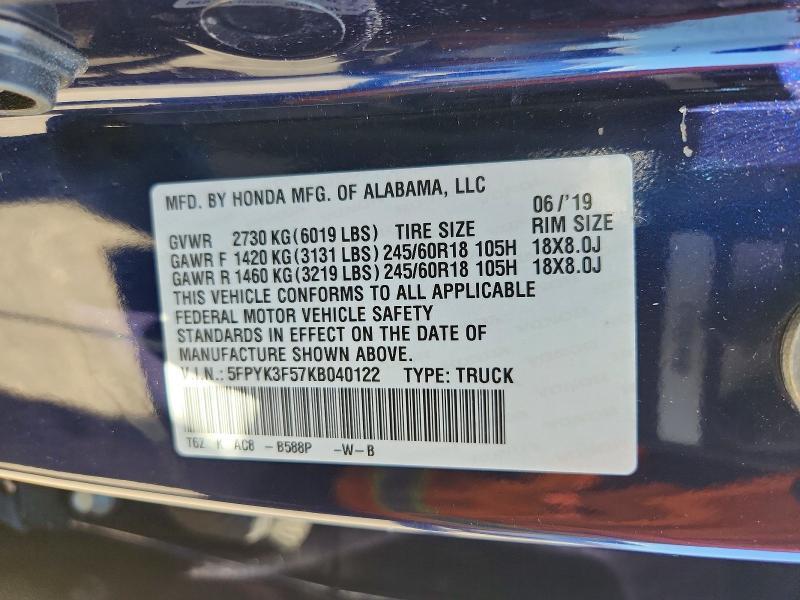 2019 Honda Ridgeline RTL