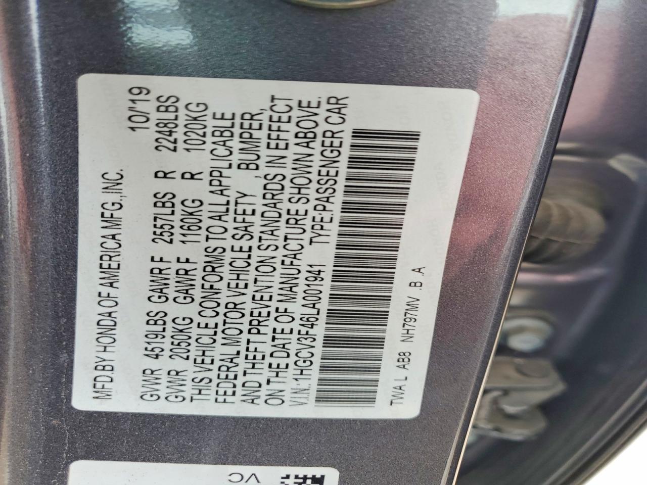 2020 Honda Accord Hybrid ex
