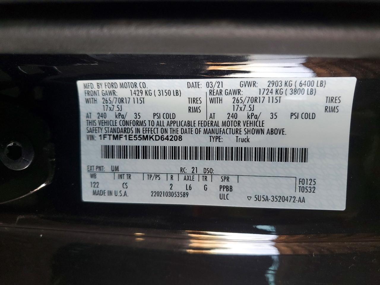 2021 Ford F150