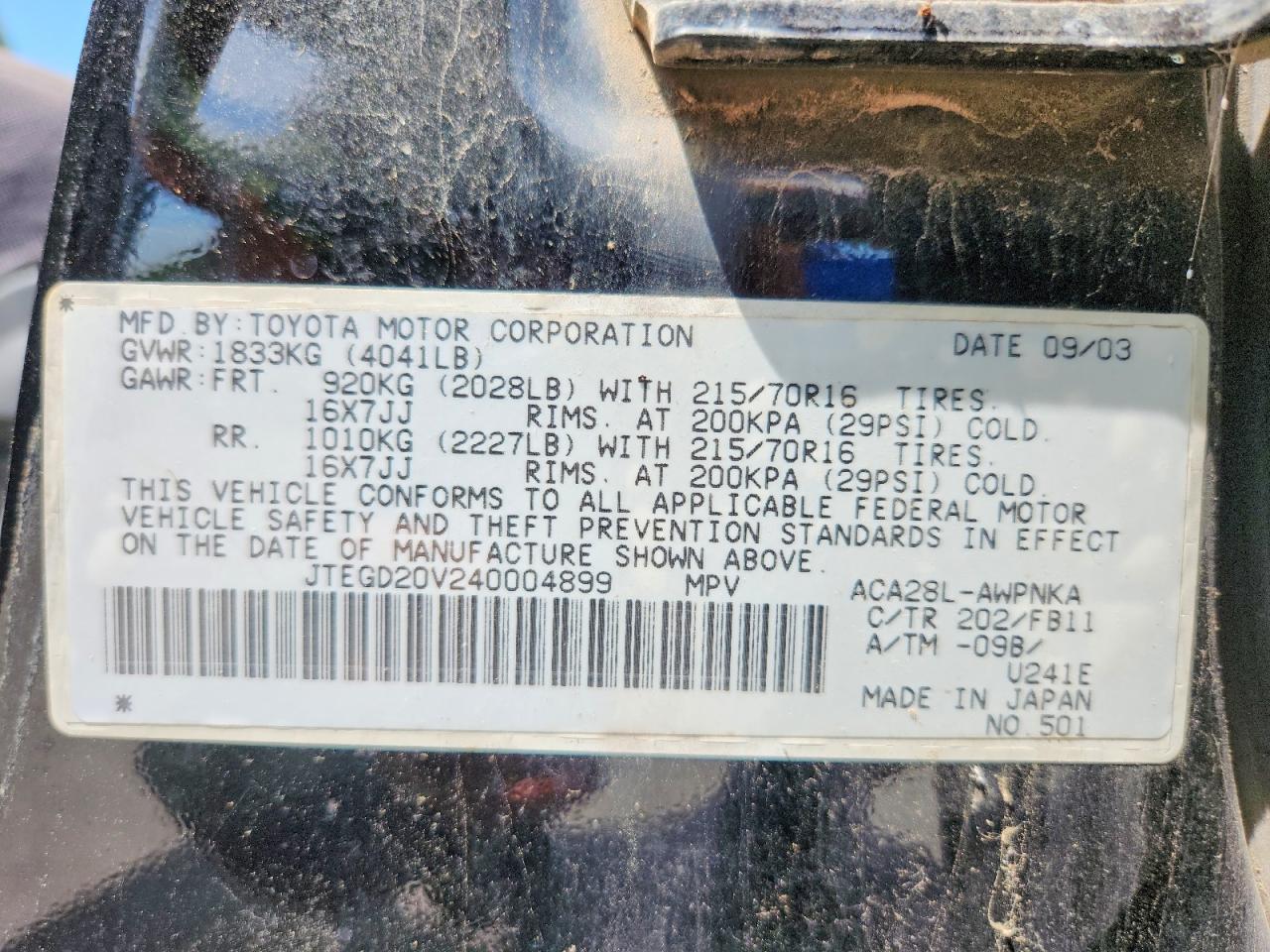 2004 Toyota Rav4 Base