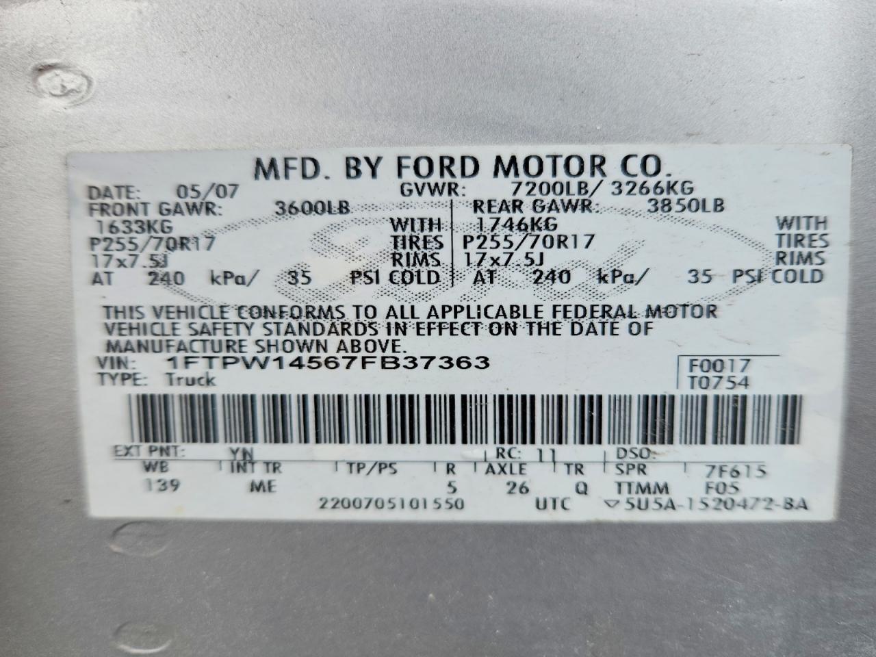 2007 Ford F150 Supercrew