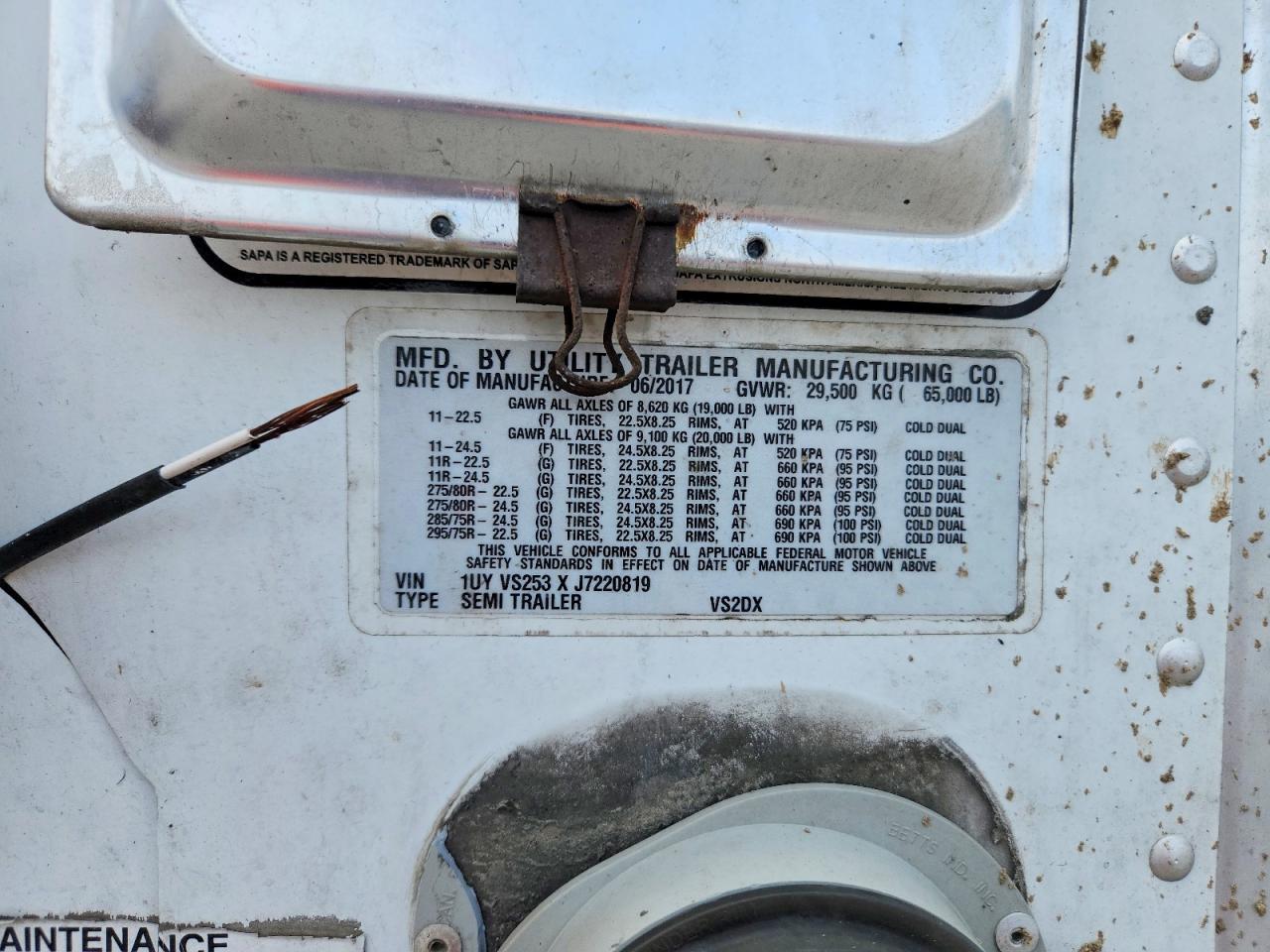 2018 Utility VS2DX DRY Van Trailer