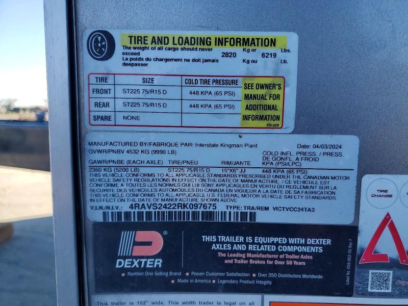 2024 Idgm 2024 Interstate VICTVCC24TA3 Enclosed Cargo Traile