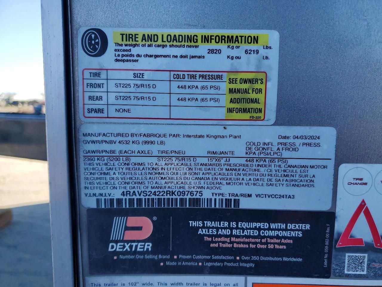 2024 Idgm 2024 Interstate VICTVCC24TA3 Enclosed Cargo Traile