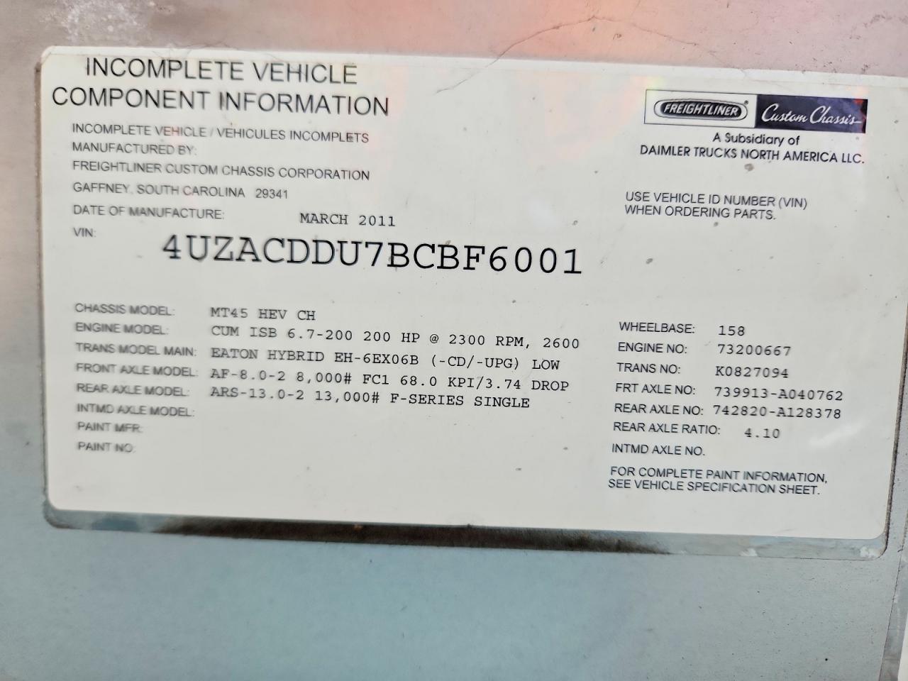 2011 Freightliner Chassis M Line WALK-IN Van