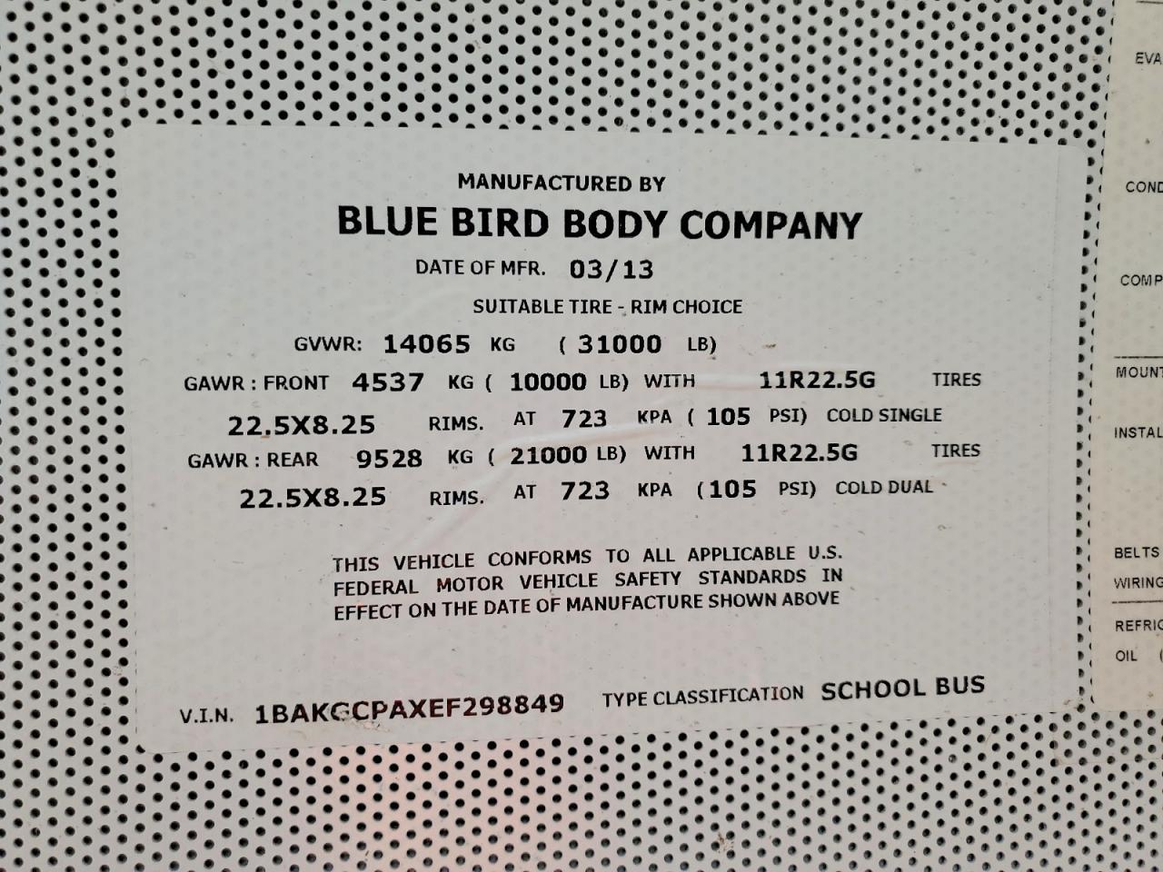2014 Bluebird Vision-School Bus