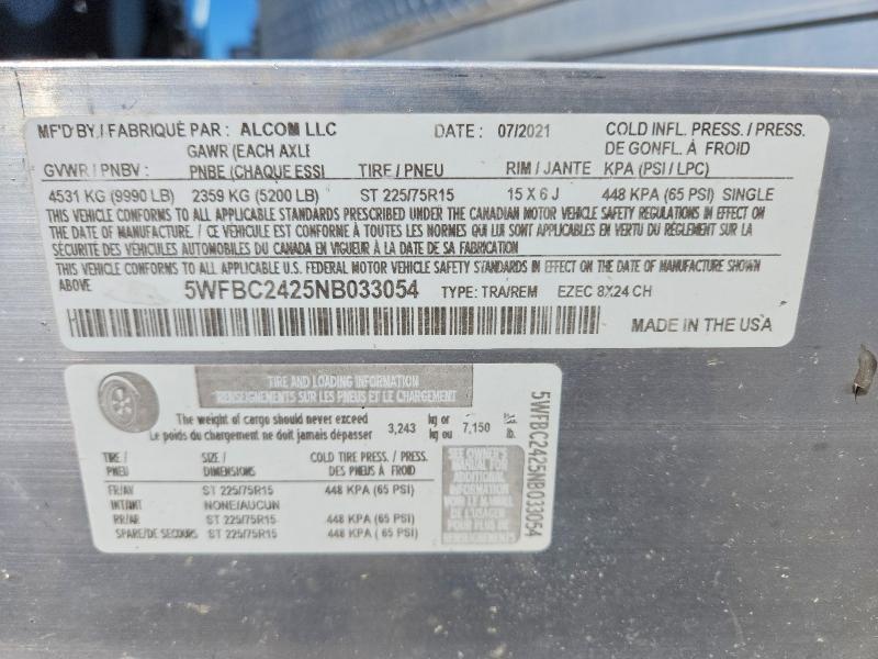 2022 Alcom Ezec 8X24 CH Enclosed Cargo Trailer