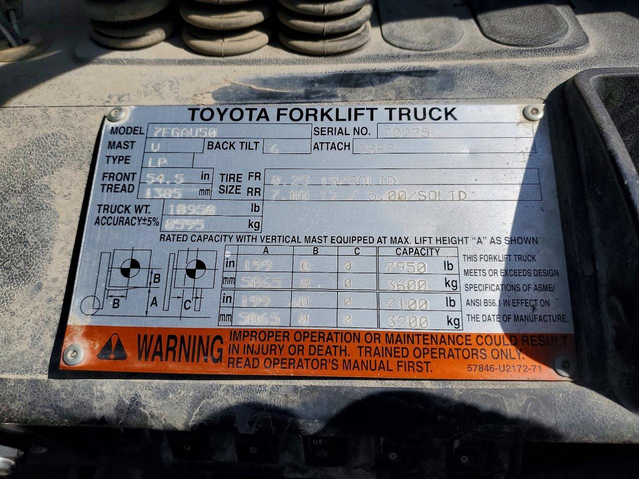 2009 Toyota 7FGAU50 Forklift