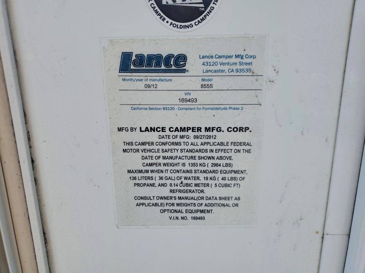 2013 Lance Camper