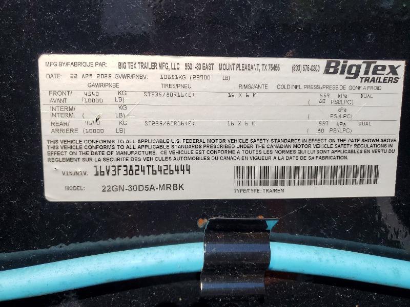 2026 Big Tex 22GN-30DE5A-MRBK Equipment Trailer