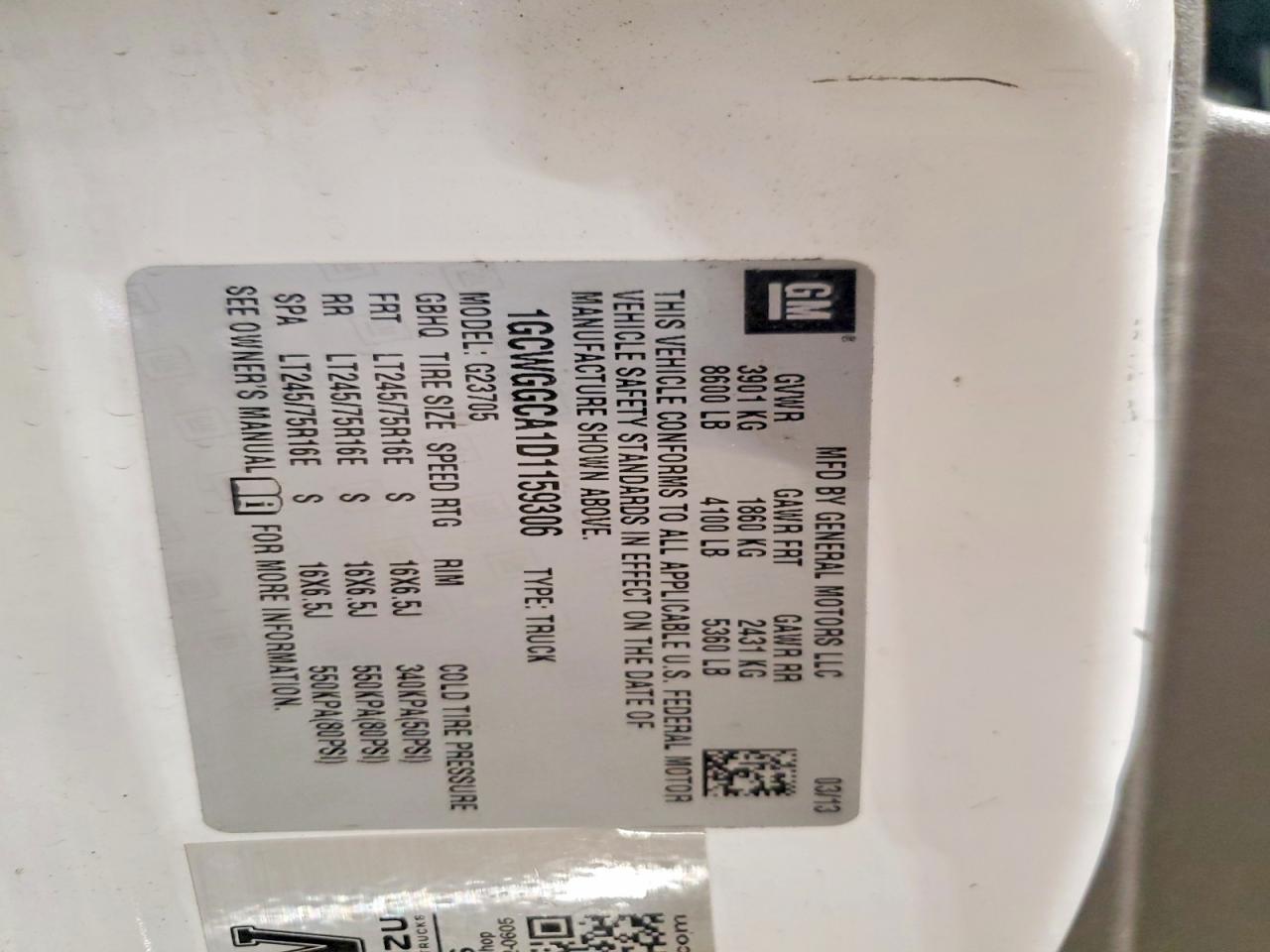 2013 Chev Rolet Express 2500 Cargo Delivery Van