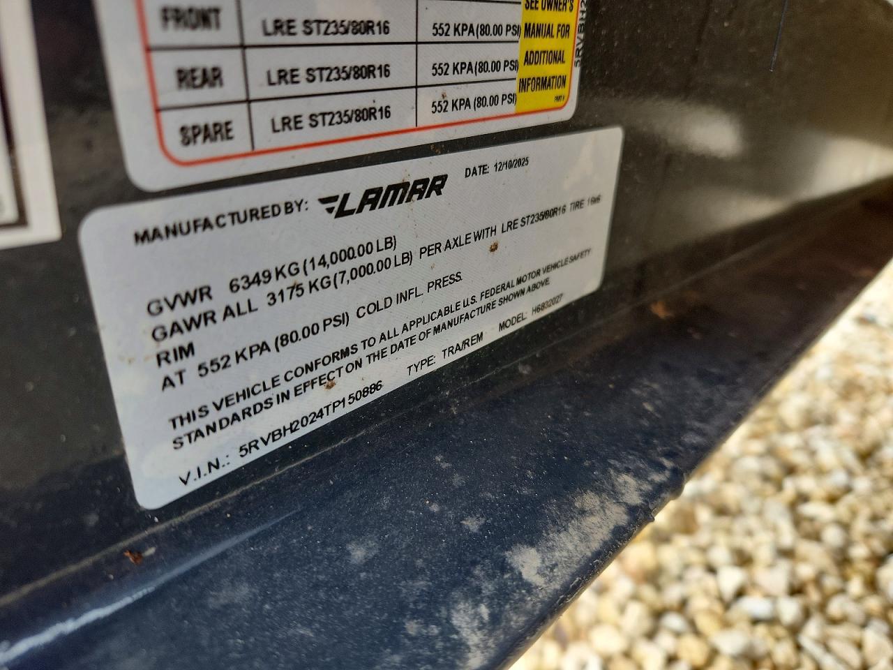 2026 Lamar H6832027 Equipment Trailer