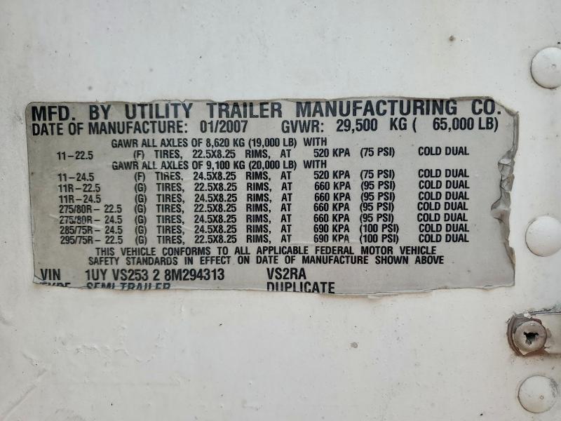 2008 Utility VS2RA Refrigerated Van Trailer