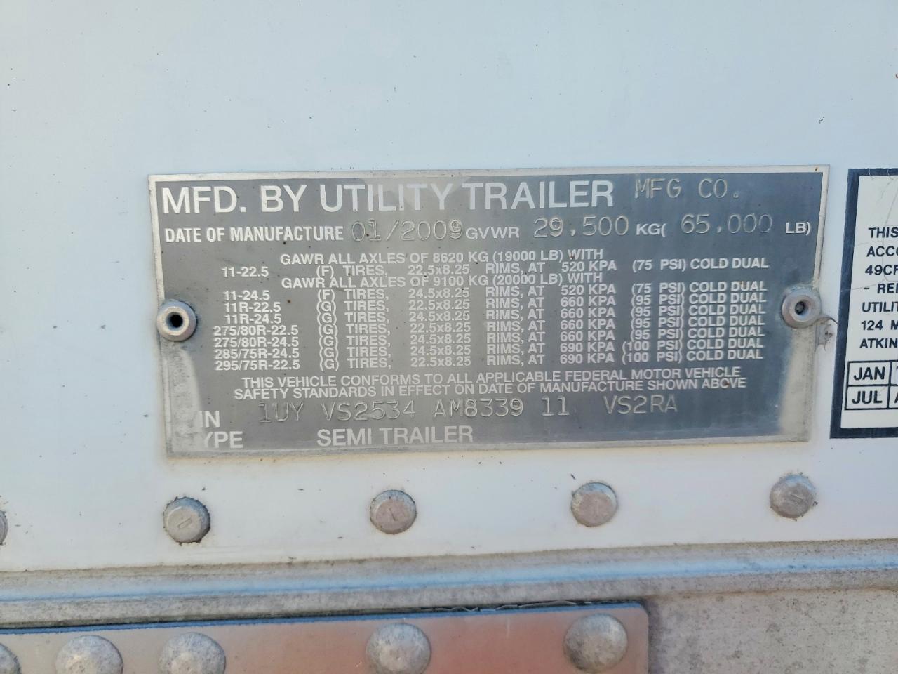 2010 Utility VS2RA Refrigerated Van Trailer