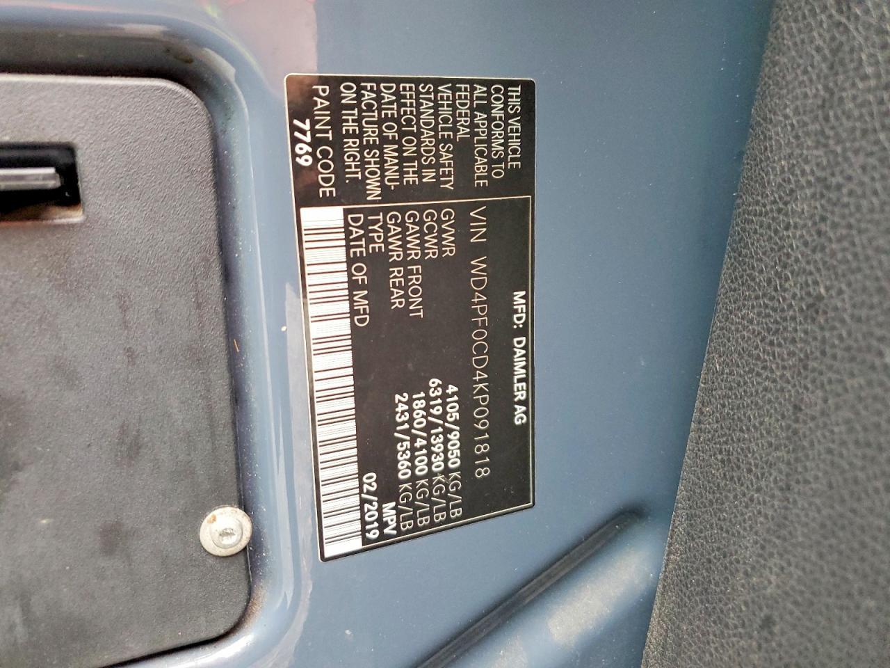 2019 Mercedes-Benz Sprinter 2500/3500 Delivery Van