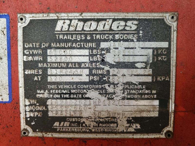 2017 Rhodes END Dump Trailer