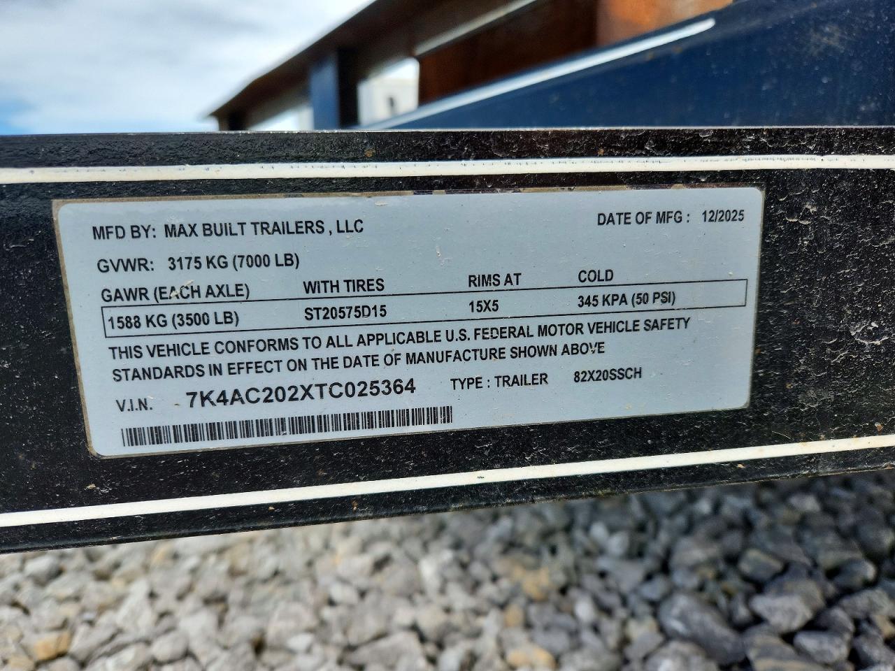 2026 Max Built 82X20SSCH Equipment Trailer