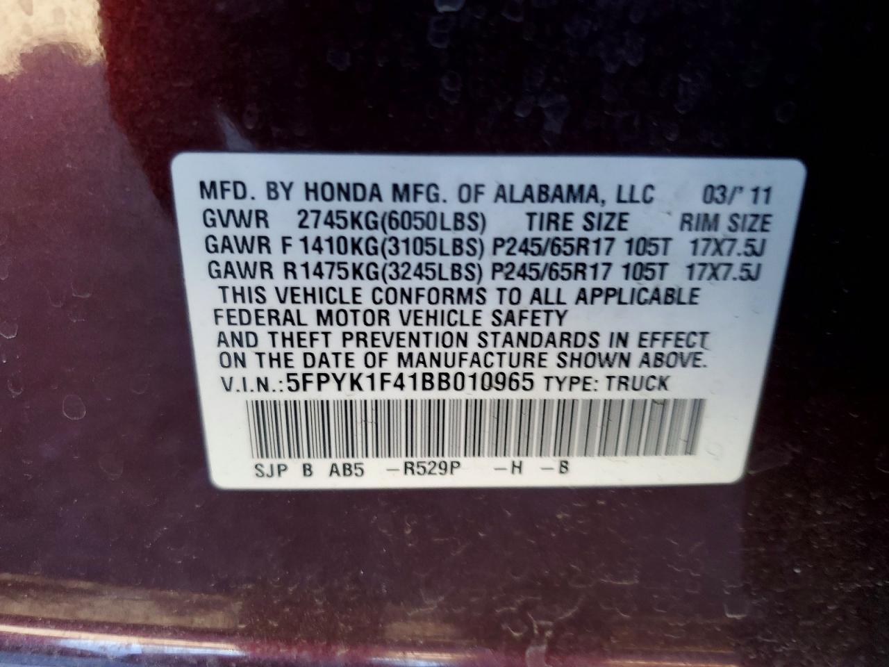 2011 Honda Ridgeline RTS