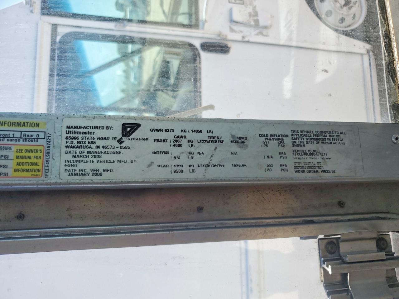 2008 Ford Econoline E450 Super Duty Commercial Stripped Chas