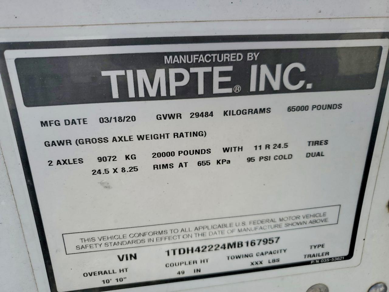 2021 Timpte Grain Trailer
