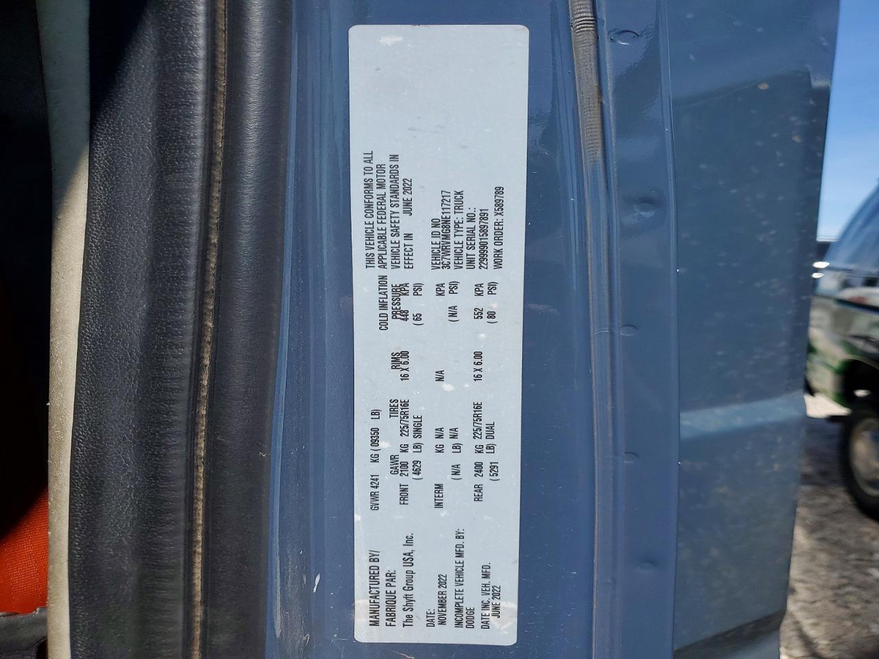 2022 Dodge RAM Promaster 3500 Cutaway 3.6L Van
