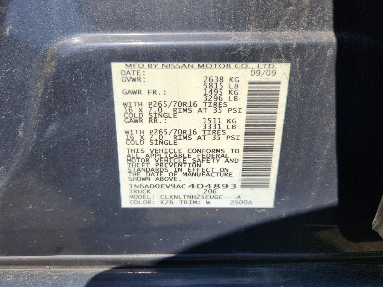 2010 Nissan Frontier SE V6