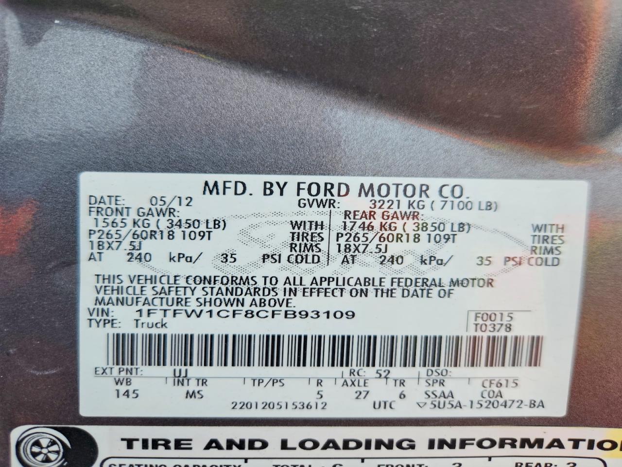 2012 Ford F150 Supercrew