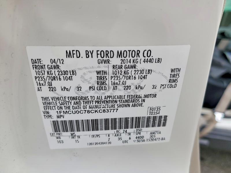 2012 Ford Escape xls