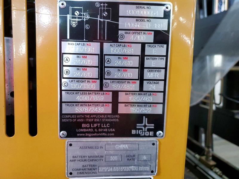 2023 Atlas 2023 BIG JOE Pdsr 30-189 Pallet Stacker