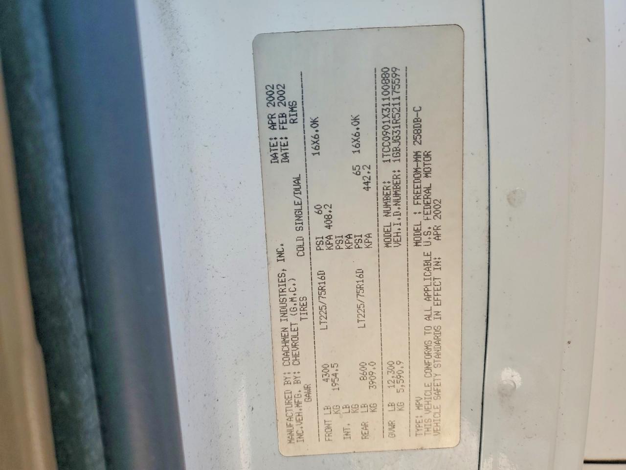 2002 Chevrolet 2002 Coachmen RV