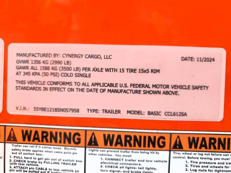 2025 Cynergy Cargo CCL612SA Enclosed Cargo Trailer