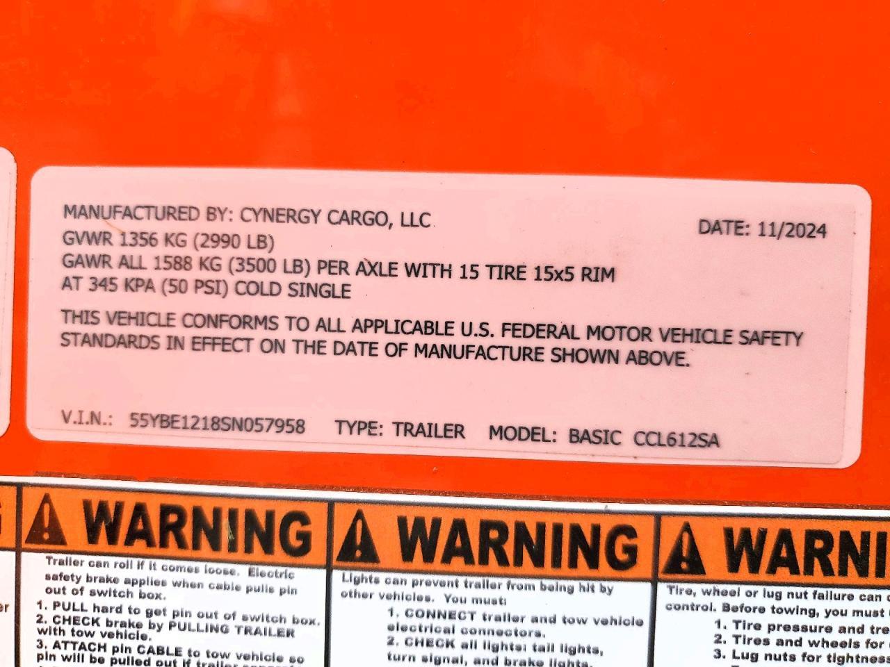 2025 Cynergy Cargo CCL612SA Enclosed Cargo Trailer