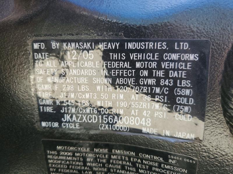 2006 Kawasaki ZX1000 D6F
