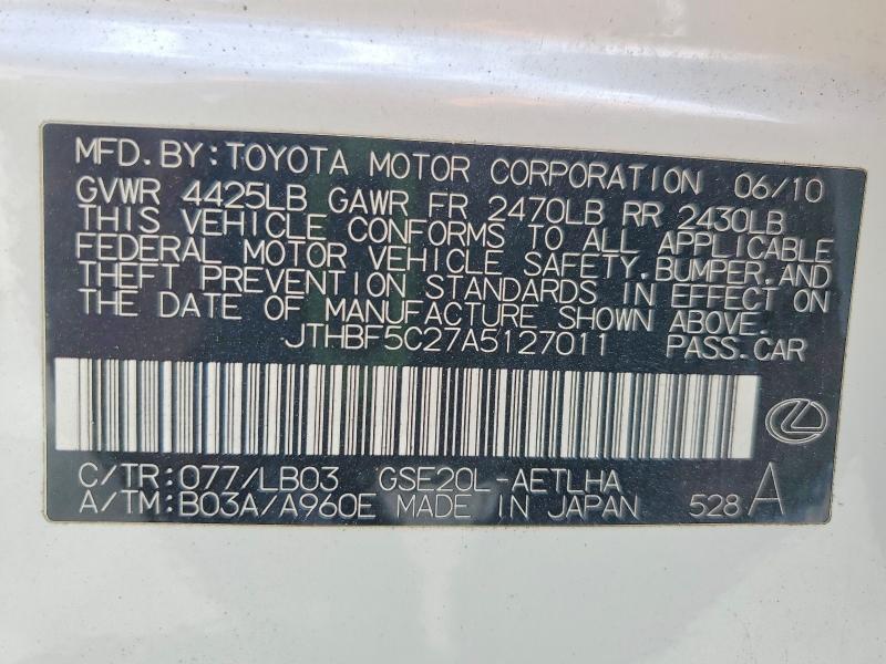 2010 Lexus Is 250