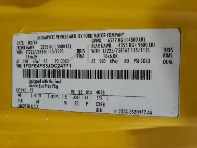 2018 Ford Econoline E450 Super Duty Cutaway Van