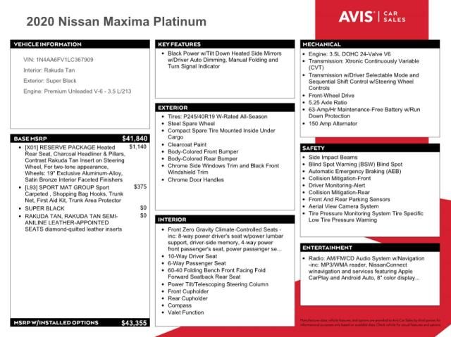 2020 Nissan Maxima Platinum