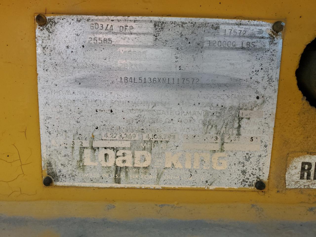 1992 Load King Lowboy Equipment Trailer
