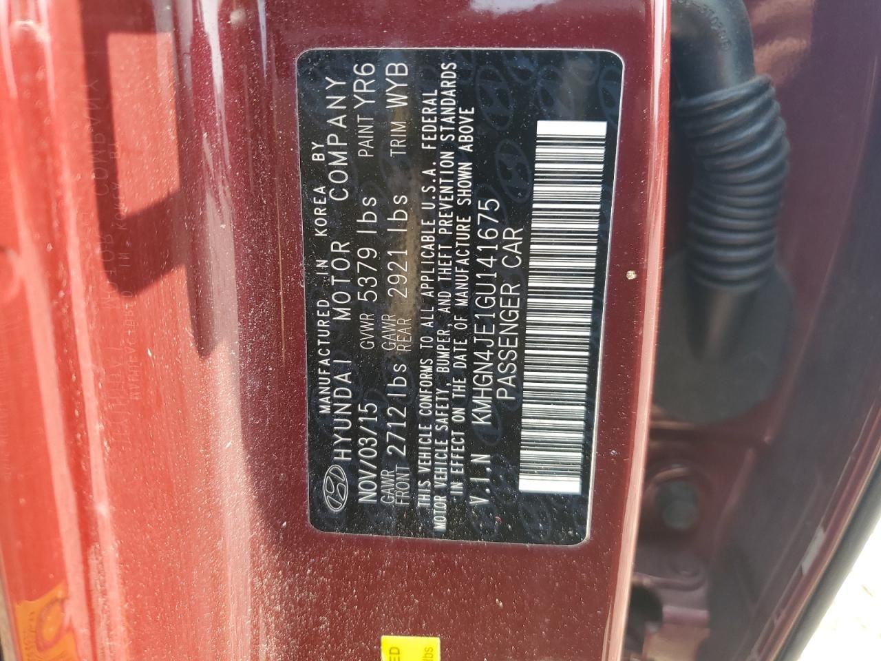 2016 Hyundai Genesis 3.8l