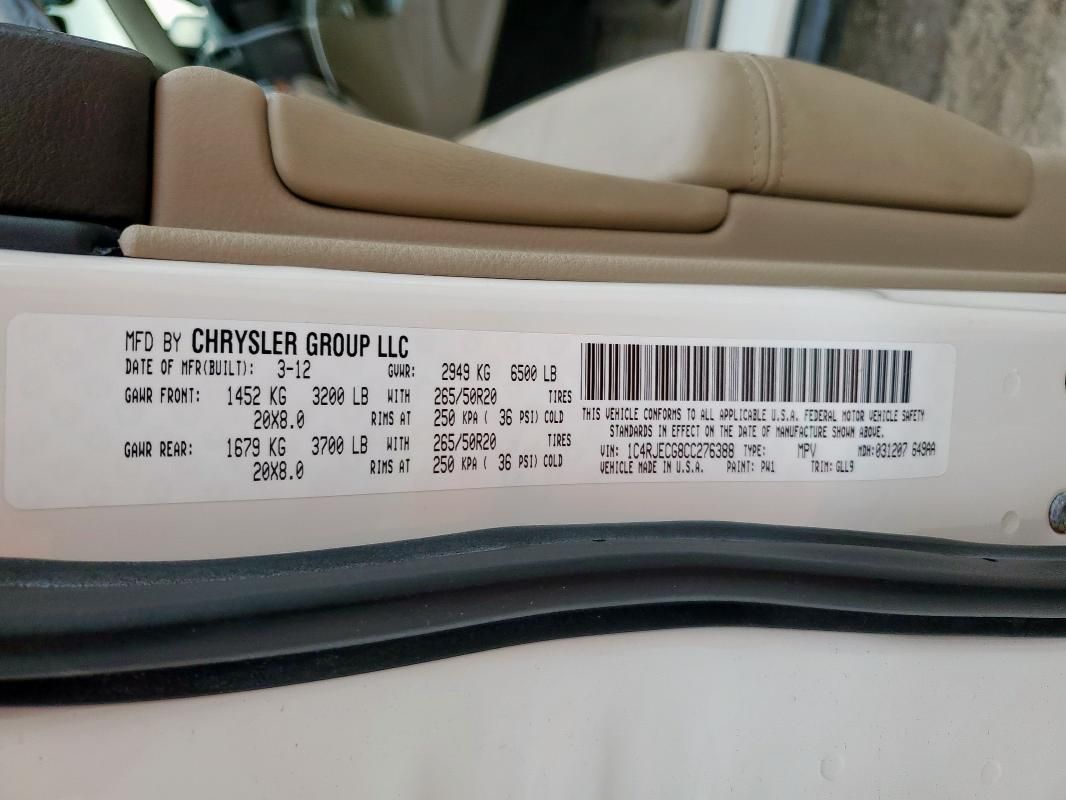 2012 Jeep Grand Cherokee Overland