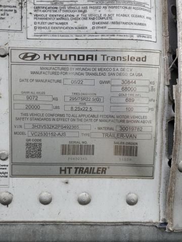 2023 Hyundai Translead VC2530152-AJS DRY Van Trailer