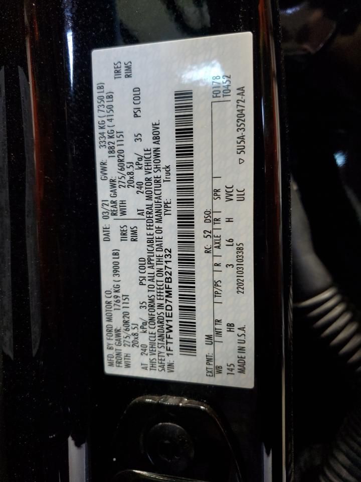 2021 Ford F150 Supercrew