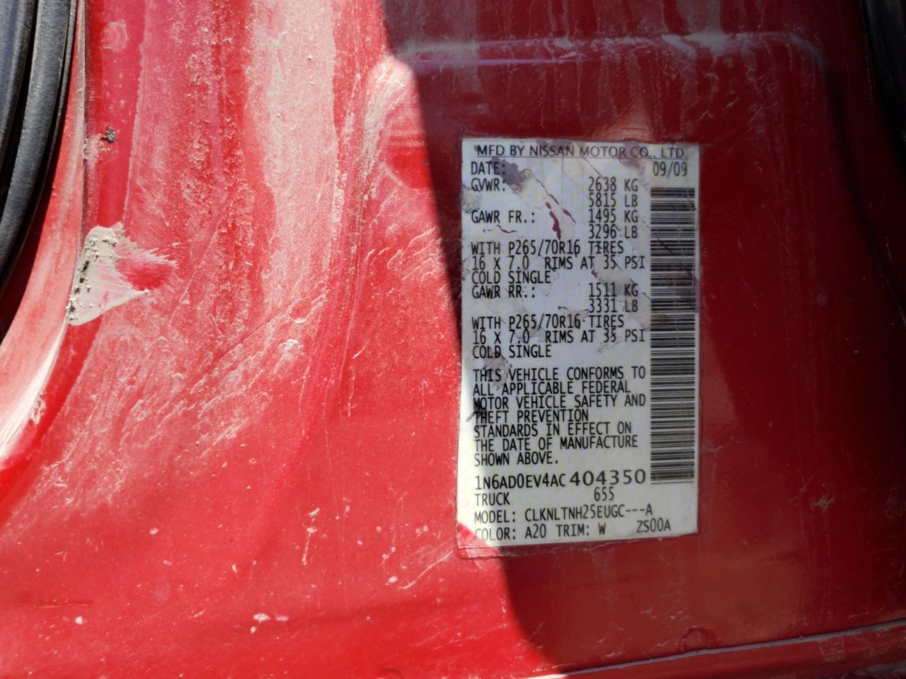 2010 Niss Frontier SE V6